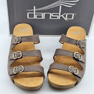 NIB Dansko Tarin Burnished Nubuck Wedge Sandals Taupe EU Size 40 US Size 9.5-10